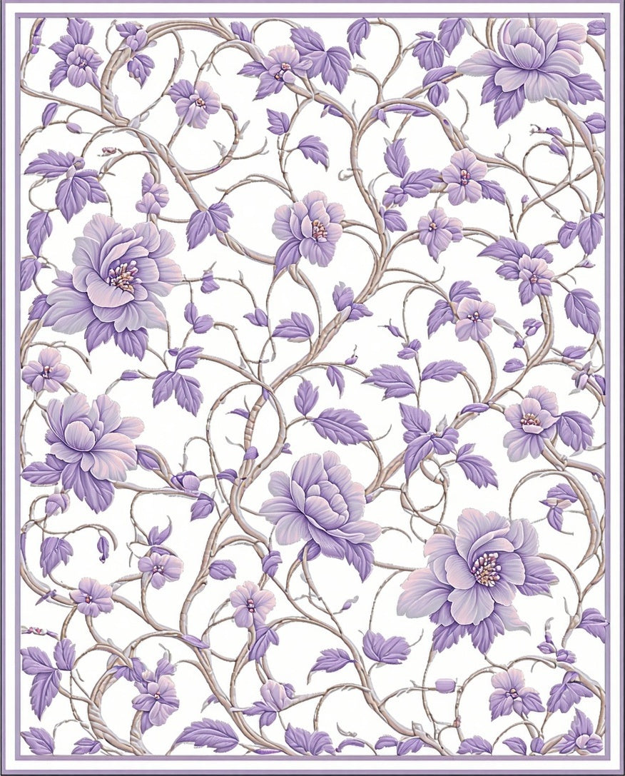 Lavender Floral Vine Pattern Rug