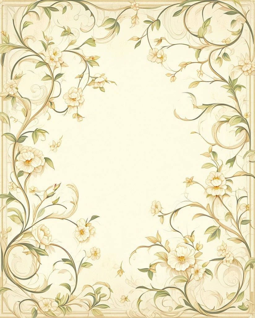 Elegant Floral Vine Cream Rug