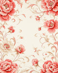 Elegant Coral And Cream Floral Design Rug