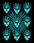 Striking Teal Black Abstract Portrait Pattern Rug