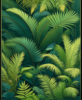 Lush Tropical Jungle Leaf Pattern Rug