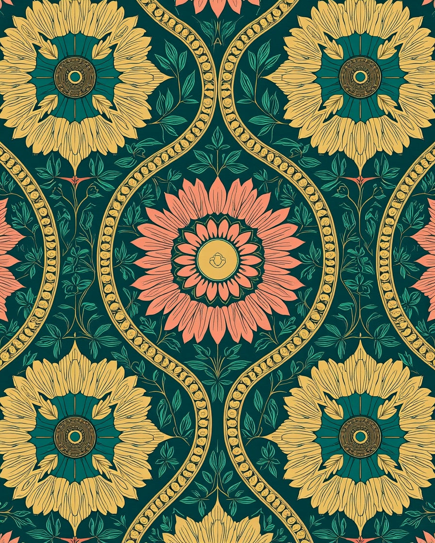 Golden Sunflower Arch Pattern Rug