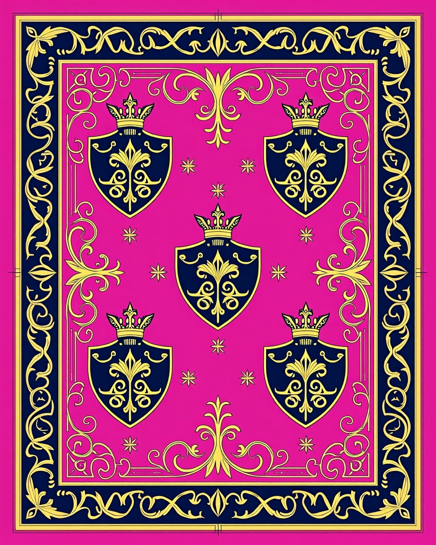 Royal Pink Shield Crest Collage Rug