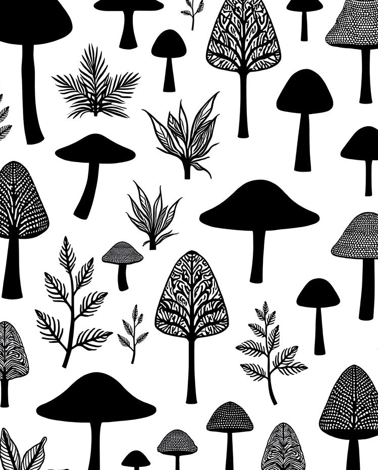 Whimsical Mushroom And Leaf Patterns Rug