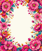 Vibrant Pink Floral Garden Design Rug