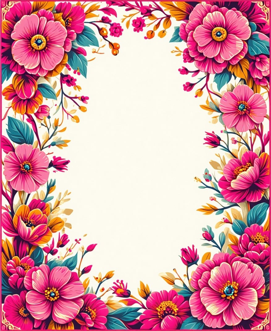 Vibrant Pink Floral Garden Design Rug