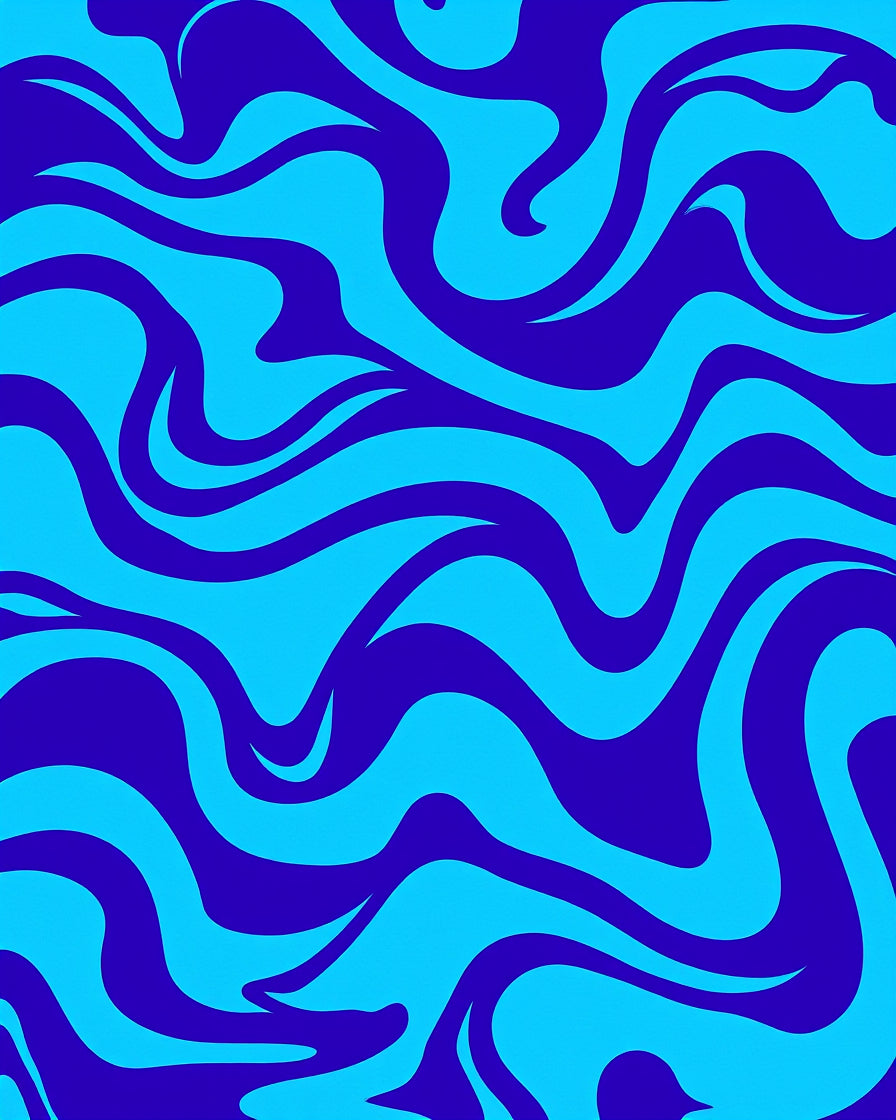 Swirling Blue Cyan Organic Pattern Rug