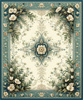 Floral Vines With Geometric Center Rug