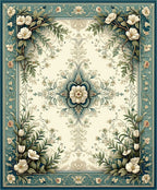 Floral Vines With Geometric Center Rug