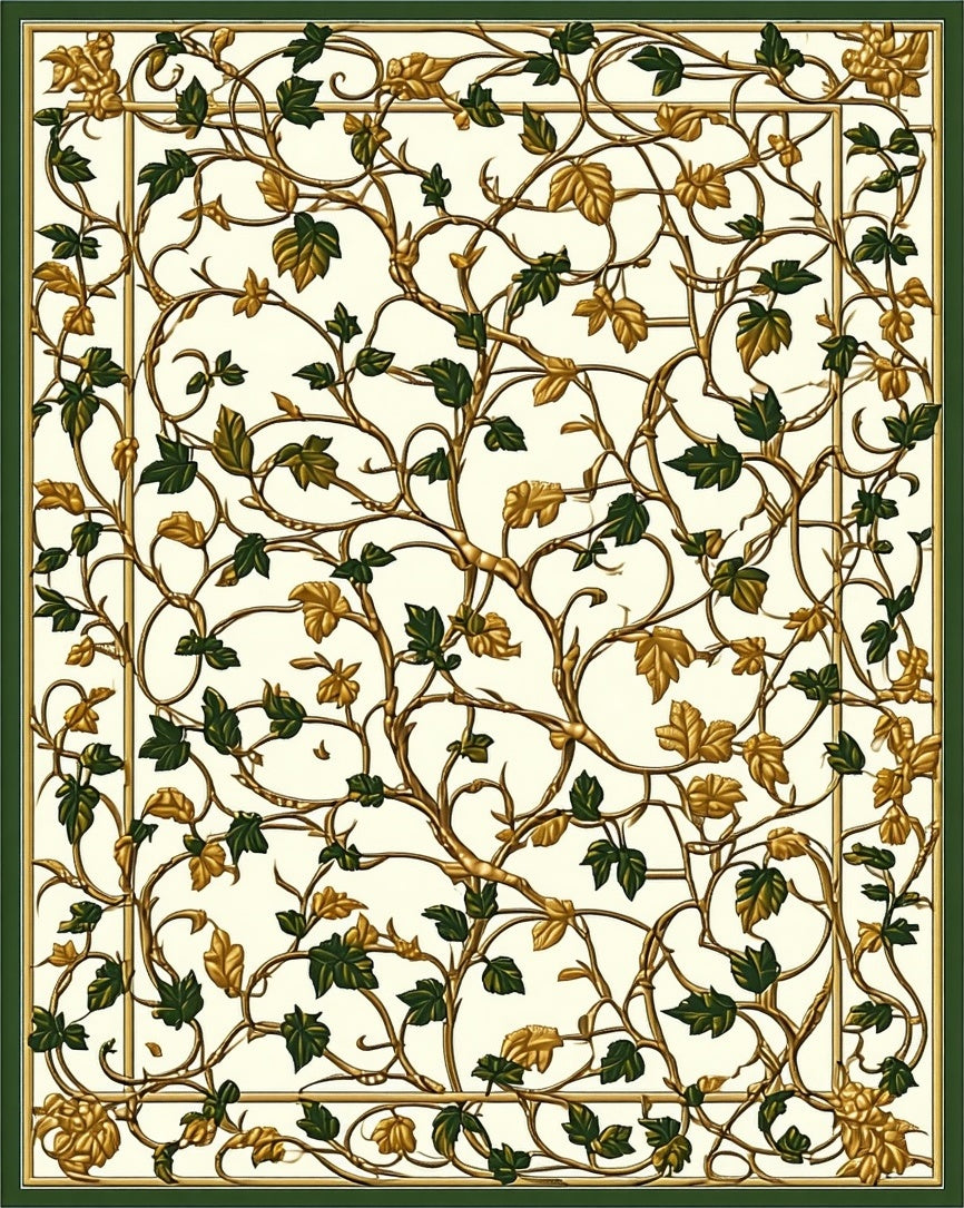 Vine and Leaf Classic Floral Design Rug