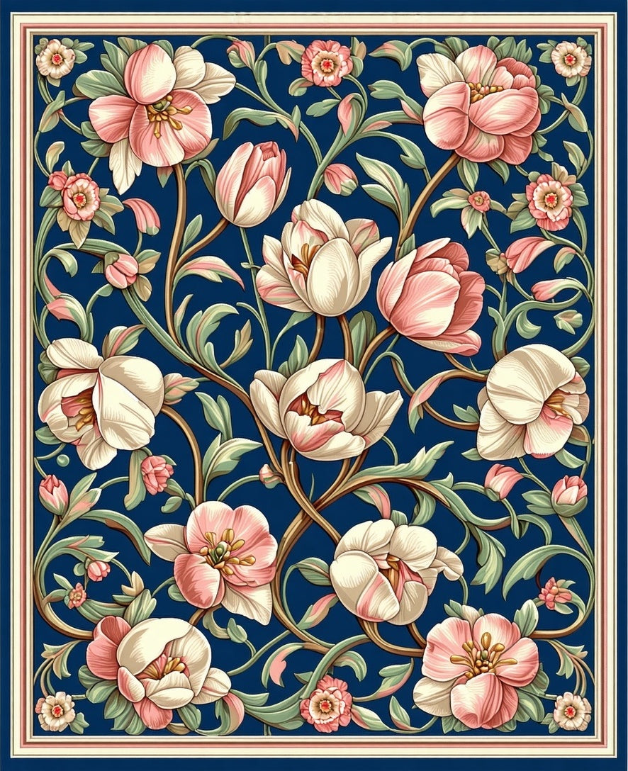Art Nouveau Floral Pattern Rug