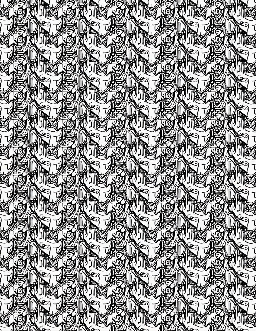 Abstract Monochrome Flowing Pattern Rug