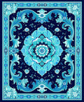 Ornate Floral Mandala Blue Rug