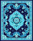 Ornate Floral Mandala Blue Rug