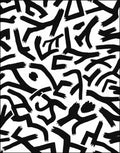 Abstract Brushstroke Black White Pattern Rug