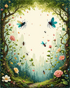 Enchanted Forest Insects Flowers Rug