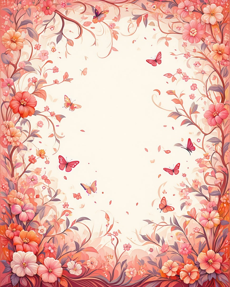 Whimsical Floral Butterfly Meadow Design Rug