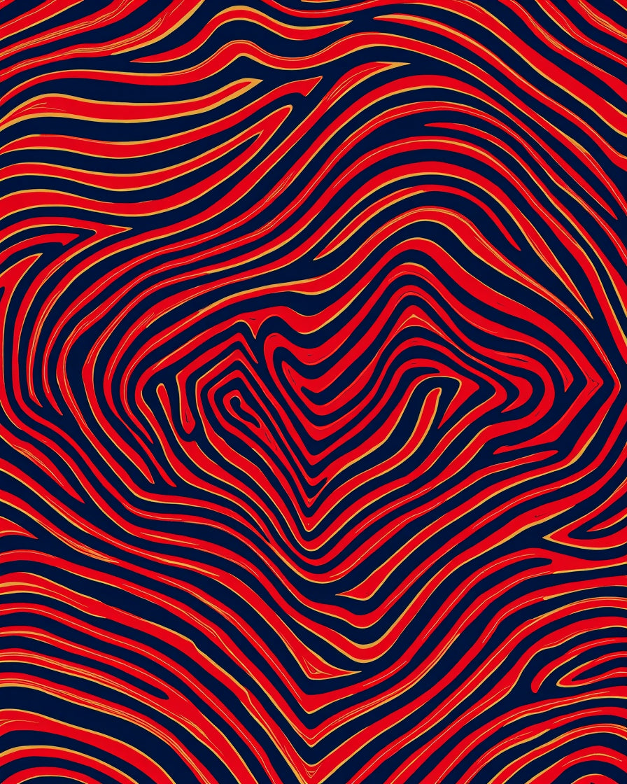 Bold Red Gold Wavy Stripes Rug