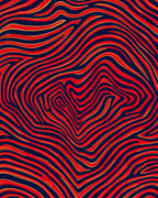 Bold Red Gold Wavy Stripes Rug