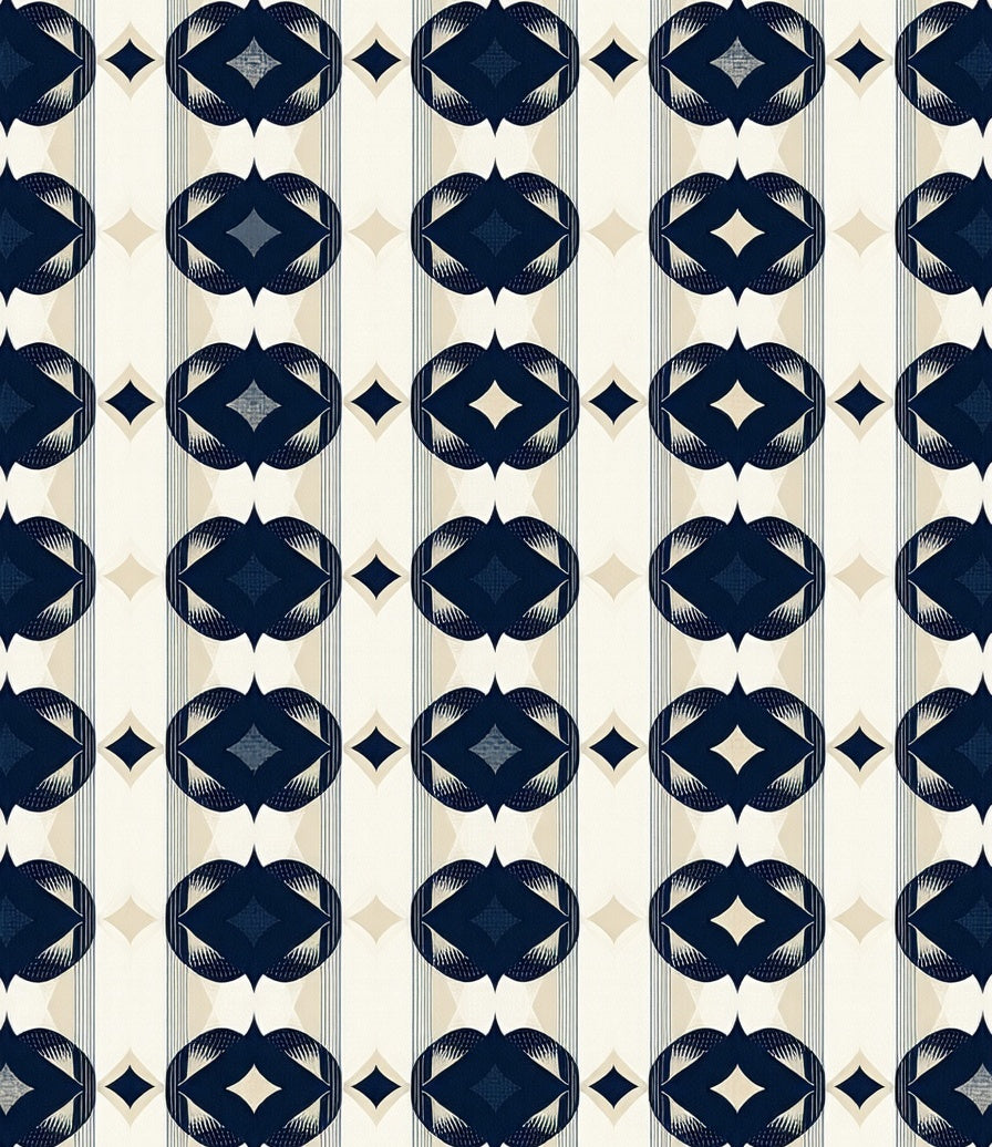 Art Deco Inspired Oval Patterned Design Rug