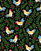 Festive Rooster Holly Berry Garland Rug