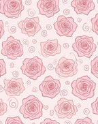Pink Rose Vine Pattern Rug