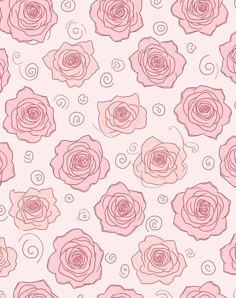 Pink Rose Vine Pattern Rug