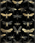 Elegant Gold Insect Pattern Design Rug