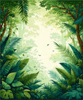 Lush Green Jungle Canopy Pattern Rug