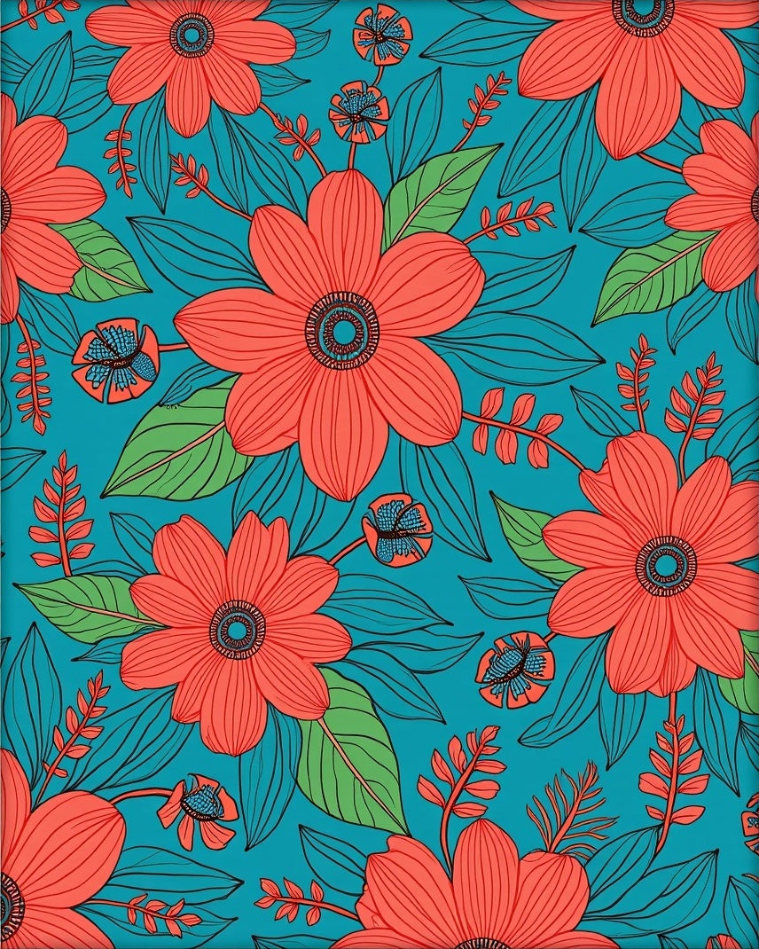 Coral Bloom Patterned Tropical Rug
