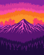 Vibrant Mountain Forest Landscape Design Rug
