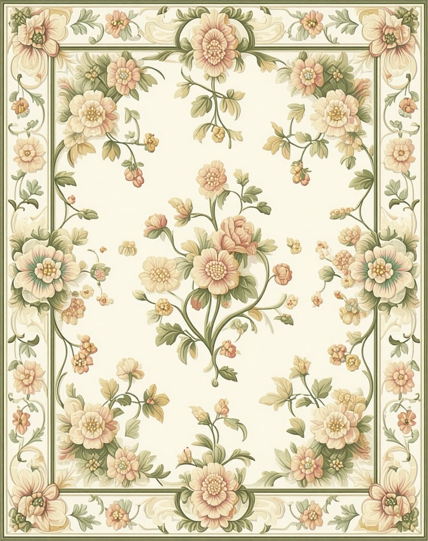 Classic Floral Vine Scroll Pattern Rug