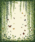 Whimsical Willow Branches Butterfly Pattern Rug