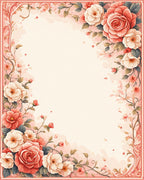 Charming Rose Floral Border Design Rug