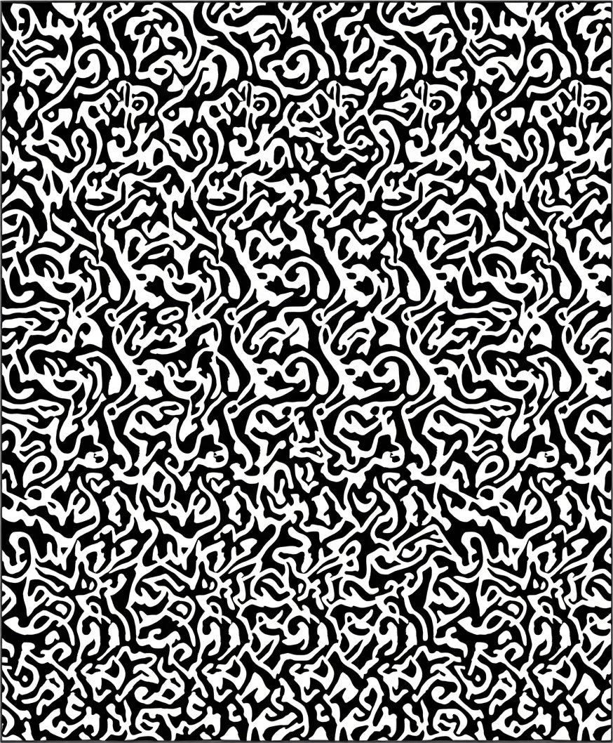 Intricate Black White Organic Abstract Pattern Rug