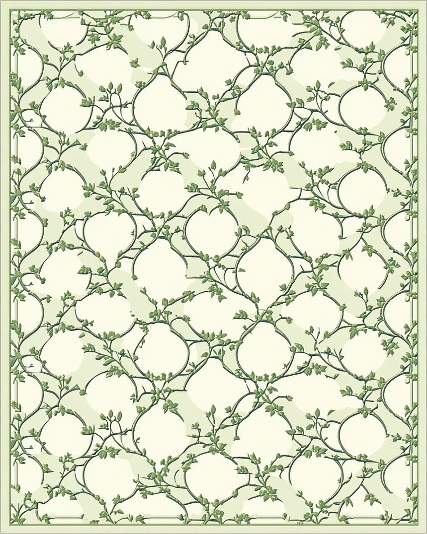 Green Vine Lattice Pattern Rug