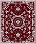 Ornate White Fleur De Lis Design Rug