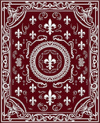 Ornate White Fleur De Lis Design Rug