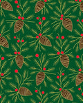Christmas Pinecone Holly Berry Sprigs Rug