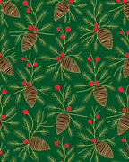 Christmas Pinecone Holly Berry Sprigs Rug