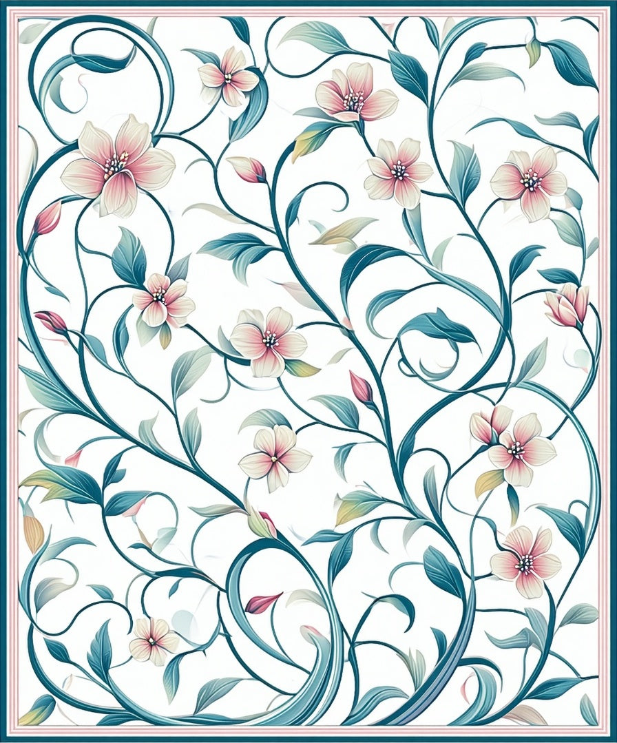 Whimsical Floral Vine Pattern Rug