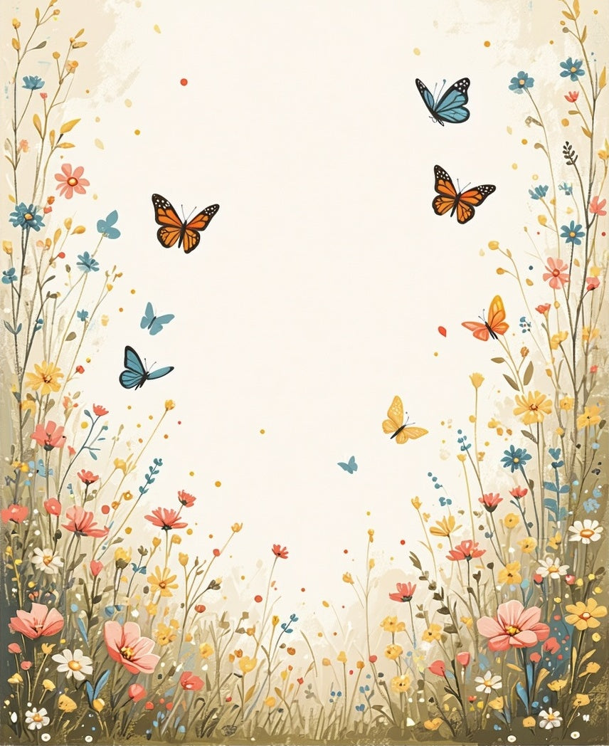 Whimsical Butterflies And Wildflowers Design Rug