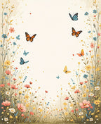 Whimsical Butterflies And Wildflowers Design Rug