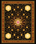 Golden Geometric Mandala Pattern Rug