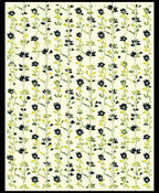 Whimsical Black Flower Vine Pattern Rug