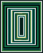 Green White Black Concentric Rectangles Rug
