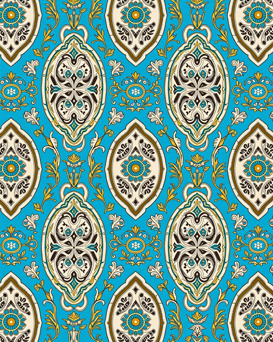 Azure Medallion Floral Ornament Rug