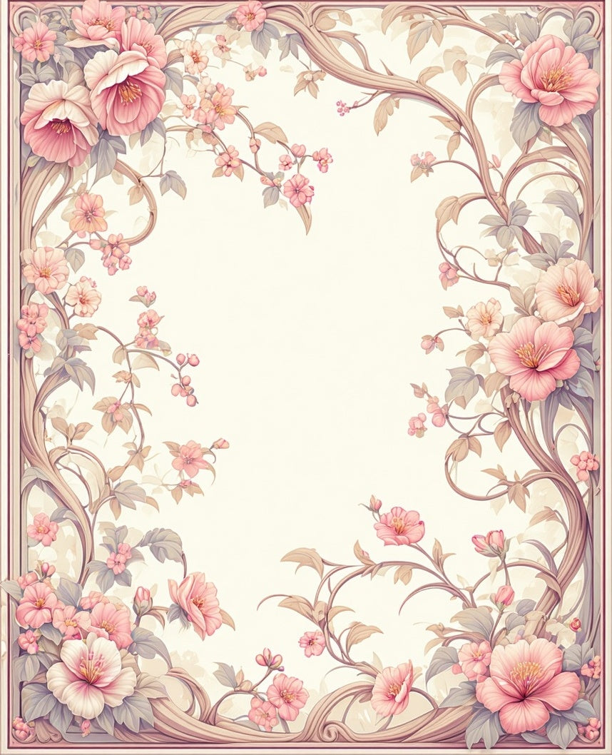 Soft Pastel Floral Vine Pattern Rug
