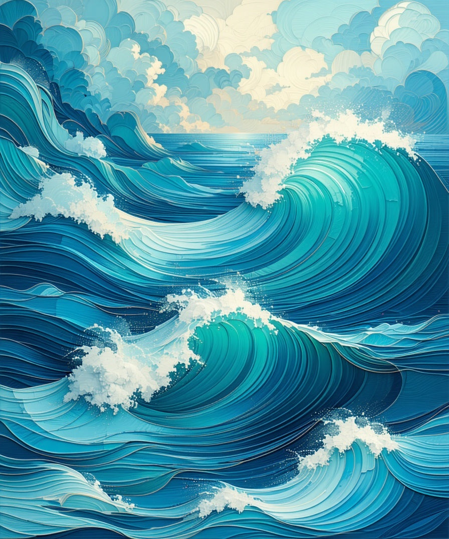 Ocean Waves Pattern Design Rug