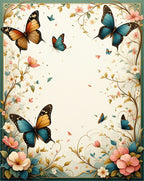 Floral Butterfly Garden Scene Rug
